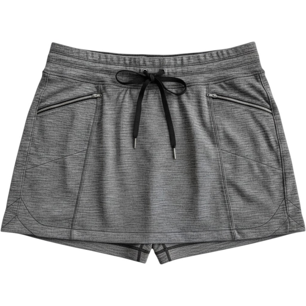 Athleta Skort Womens Small Gray Jersey Drawstring Lined Zip Pockets Athletic